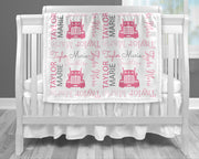 Girl big rig baby name blanket