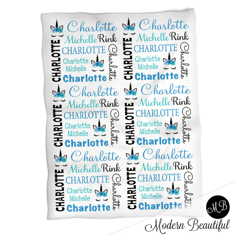 Personalized Unicorn name blanket