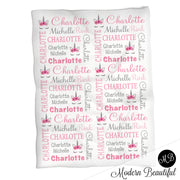 Baby girl unicorn name blanket in pink and gray, unicorn swaddling blanket, baby girl unicorn lashes blanket, unicorn face blanket, unicorn baby shower gift, (CHOOSE COLORS)