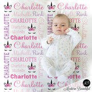 unicorn baby name blanket