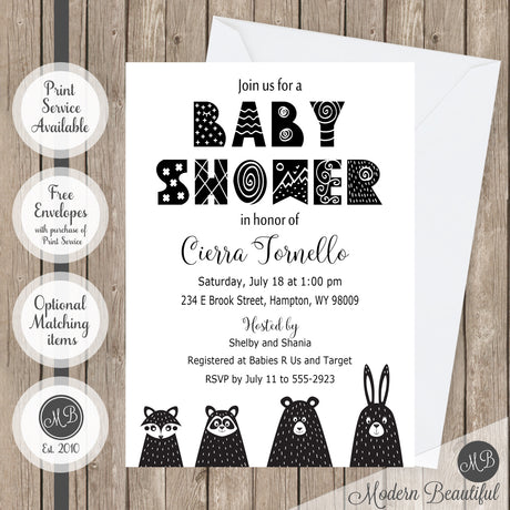 scandinavian style baby shower invitation