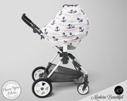 Nautical baby boy or girl car seat canopy cover, anchor baby gift, pink and navy, custom infant car seat cover, personalized baby name carseat cover, nursing privacy cover, shopping cart cover, high chair cover (CHOOSE COLORS)