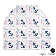 Nautical Anchor Girl Carseat Cover 4-in-1