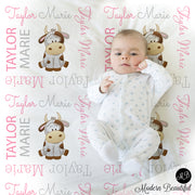 baby girl farm cow name blanket