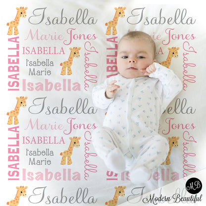 giraffe baby name blanket