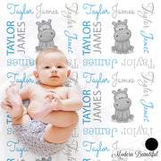 boy hippo baby name blanket