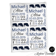 Buffalo baby boy stats blanket, navy and black, buffalo boy baby blanket, personalized buffalo baby blanket, baby stats blanket, boy or girl stats swaddle blanket, baby shower gift, choose colors