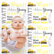 construction bulldozer baby blanket