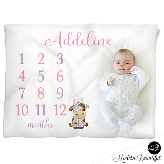 cow baby girl blanket
