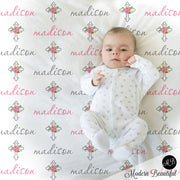 personalized baptism baby girl name blanket