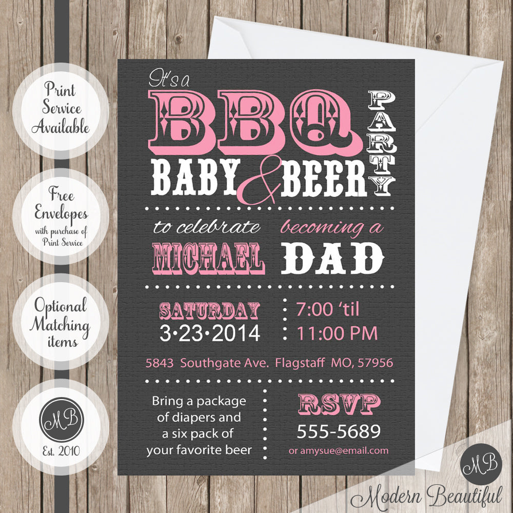 dad bbq baby and beer shower invitation