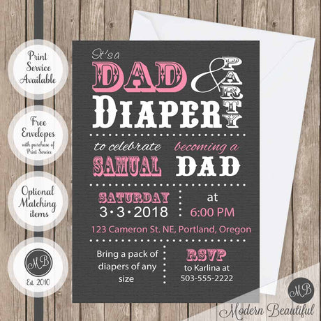dad diaper baby shower invitations