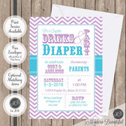 drinks and diaper baby shower invitations