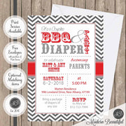 bbq and diaper baby shower invitation