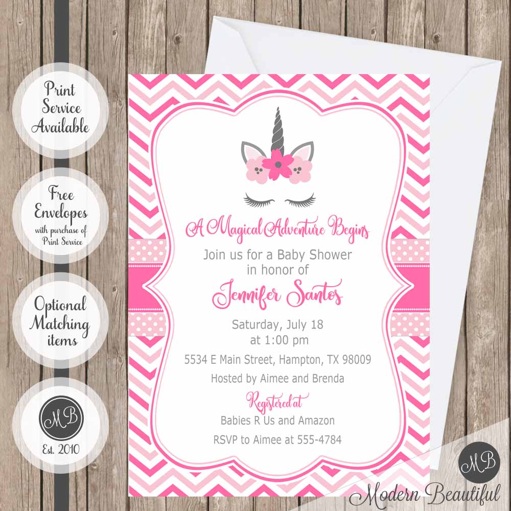 Gray and pink unicorn baby shower invitation, girl unicorn lashes baby shower invitation, magical baby shower invitation, girl baby shower invitation