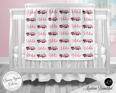 fireman baby girl blanket firetruck