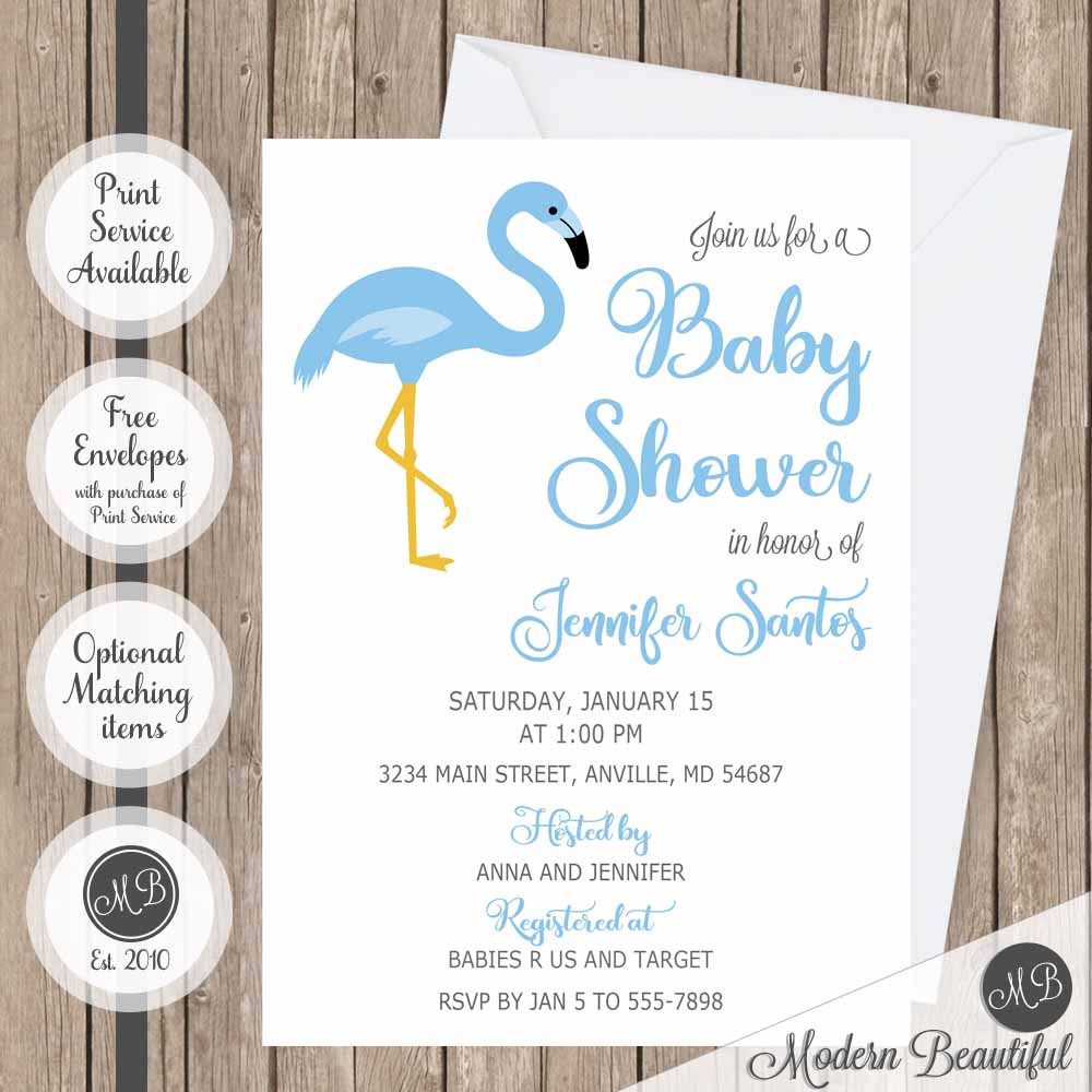 boy flamingo baby shower invitations