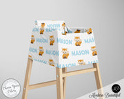 Fox baby boy or girl car seat canopy covers, fox baby gift, blue and white, custom infant car seat cover, personalized baby name carseat cover, nursing privacy cover, shopping cart cover, high chair cover (CHOOSE COLORS)
