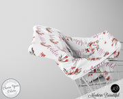 Fox baby girl car seat canopy cover, floral fox baby gift, purple and white, custom infant car seat cover, personalized baby name carseat cover, nursing privacy cover, shopping cart cover, high chair cover (CHOOSE COLORS)