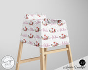 Fox baby girl car seat canopy cover, floral fox baby gift, purple and white, custom infant car seat cover, personalized baby name carseat cover, nursing privacy cover, shopping cart cover, high chair cover (CHOOSE COLORS)