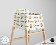 Fox baby boy or girl car seat canopy cover, fox baby gift, green and white, custom infant car seat cover, personalized baby name carseat cover, nursing privacy cover, shopping cart cover, high chair cover (CHOOSE COLORS)