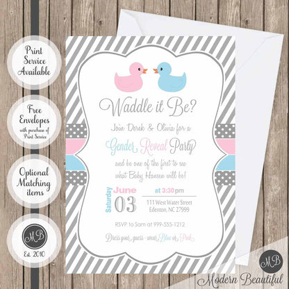 waddle it be gender reveal invitations