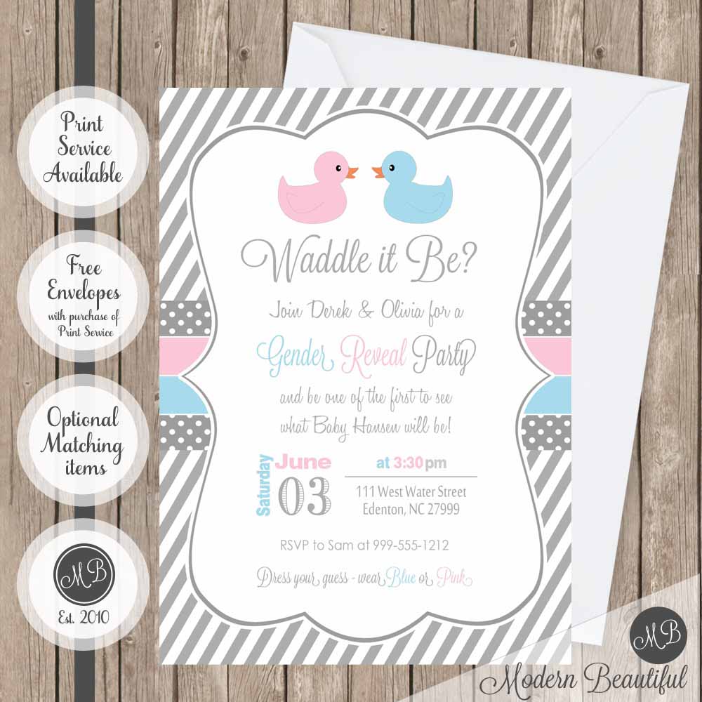 waddle it be gender reveal invitations