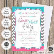 Chevron gender reveal baby shower invitation