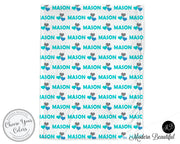 Heart baby boy blanket, blue and gray hearts name blanket, custom heart personalized baby gift, swaddle baby blanket, personalized blanket, boy or girl blanket, choose colors