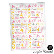 Pink motocross baby blanket, girl dirt bike swaddle blanket, motorcycle name blanket, dirt bike baby girl personalized gift, (CHOOSE COLORS)