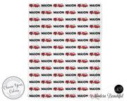 Personalized firetruck baby blanket, firetruck newborn swaddle name blanket, fireman fire fighter baby shower gift (CHOOSE COLORS)
