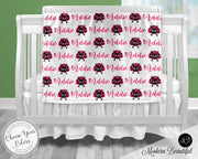 Ladybug Baby Blanket in pink and black for Baby Girl, personalized baby gift, ladybugs baby blanket, personalized blanket, choose colors