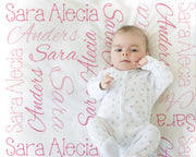 Baby Name Blanket in Pink, personalized name blanket, girl baby blanket, baby shower gift