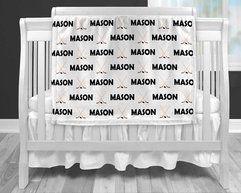 Hockey baby boy name blanket, hockey baby blanket, boy or girl, personalized baby gift, custom name blanket, hockey player baby gift