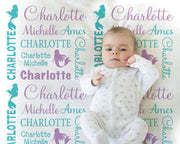 Personalized mermaid baby blanket, purple and teal, newborn mermaid baby gift with name, mermaid tail, toddler or big kids (CHOOSE COLORS)