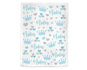 Crown baby blanket, personalized little boy prince baby gift, royalty swaddle blanket, soft fleece, minky style, or sherpa (CHOOSE COLOR)