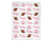 Football blanket in any team color, personalized gift girl football blanket, football boy blanket, personalized sports name blanket, blanket