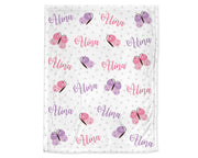 Butterfly baby girl blanket, personalized butterflies blanket with name, newborn butterfly baby swaddle, pink and purple butterfly baby gift