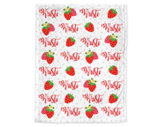 Strawberry baby blanket, personalized baby gift, strawberries baby blanket, spring personalized blanket, red and pink blanket, choose colors