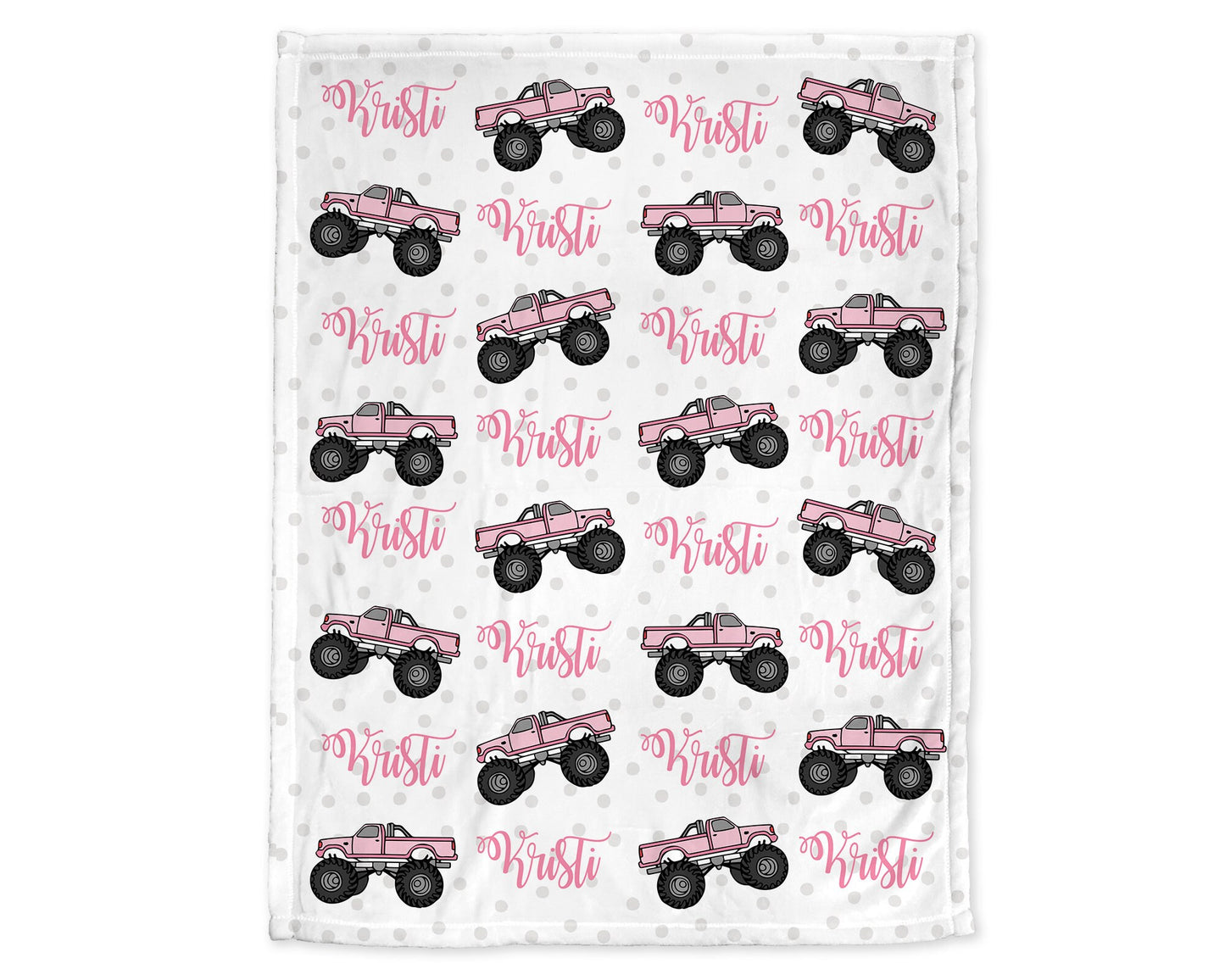 Monster truck baby blanket, truck baby blanket, girl monster truck blanket, monster truck gift, personalized baby gift, CHOOSE COLOR