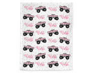 Monster truck baby blanket, truck baby blanket, girl monster truck blanket, monster truck gift, personalized baby gift, CHOOSE COLOR