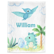 Dinosaur baby blanket, personalized baby gift, baby boy dino gift, watercolor dinosaur nursery or toddler blanket
