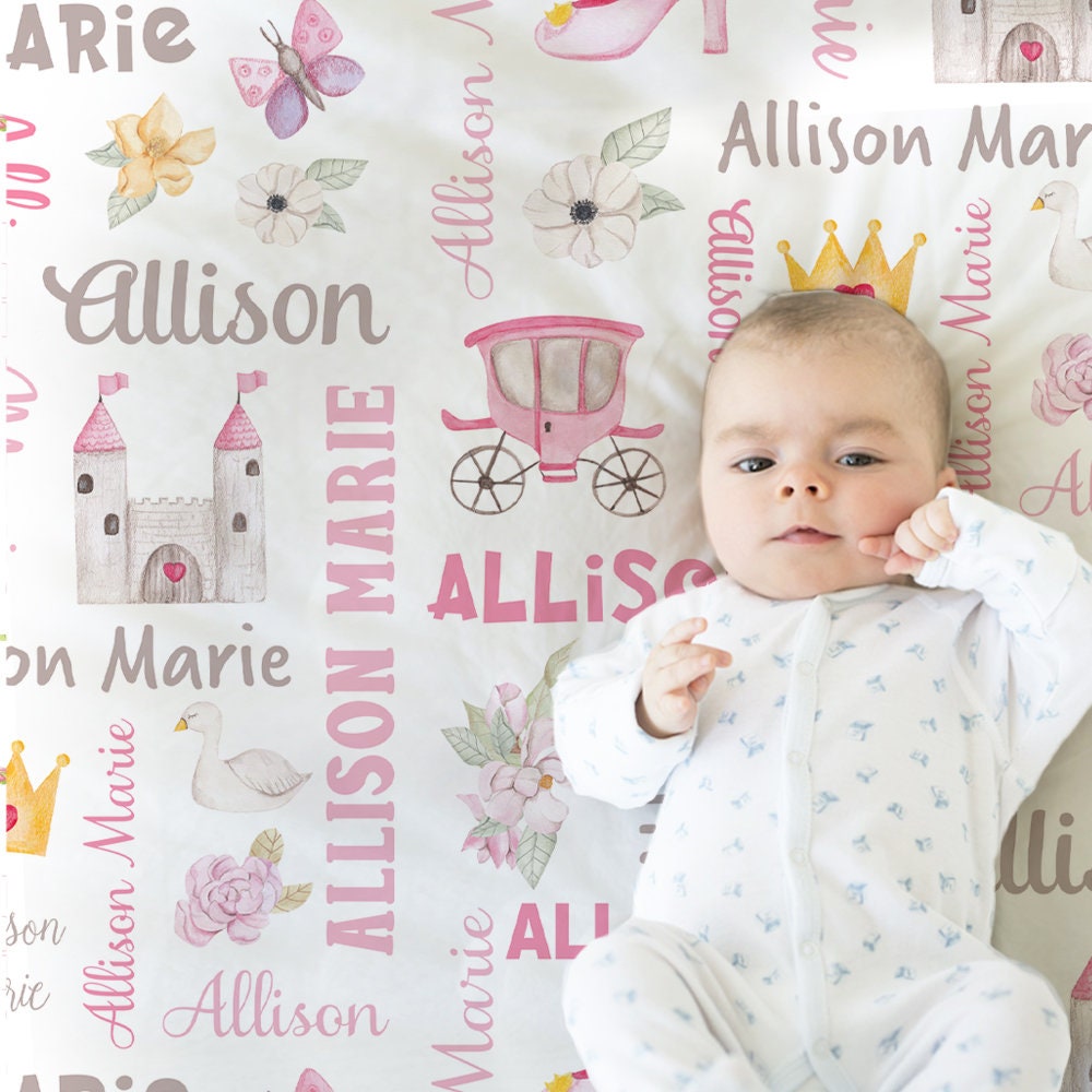 Personalized Princess Baby Name Blanket Girl