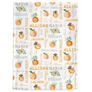 Newborn peach baby girl blanket, personalized sweet peaches blanket with name, watercolor baby gift, girl georgia blanket with peaches