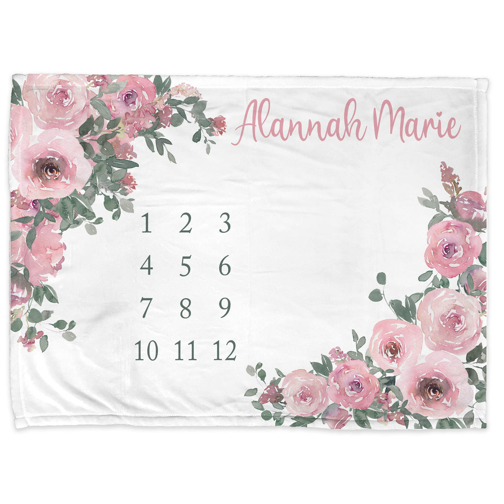 Pink Roses Milestone Blanket