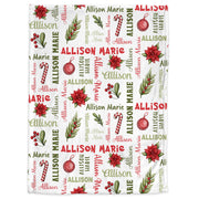 Christmas baby blanket, personalized girl holidays baby blanket, newborn first Christmas baby gift, personalized holiday swaddle with name