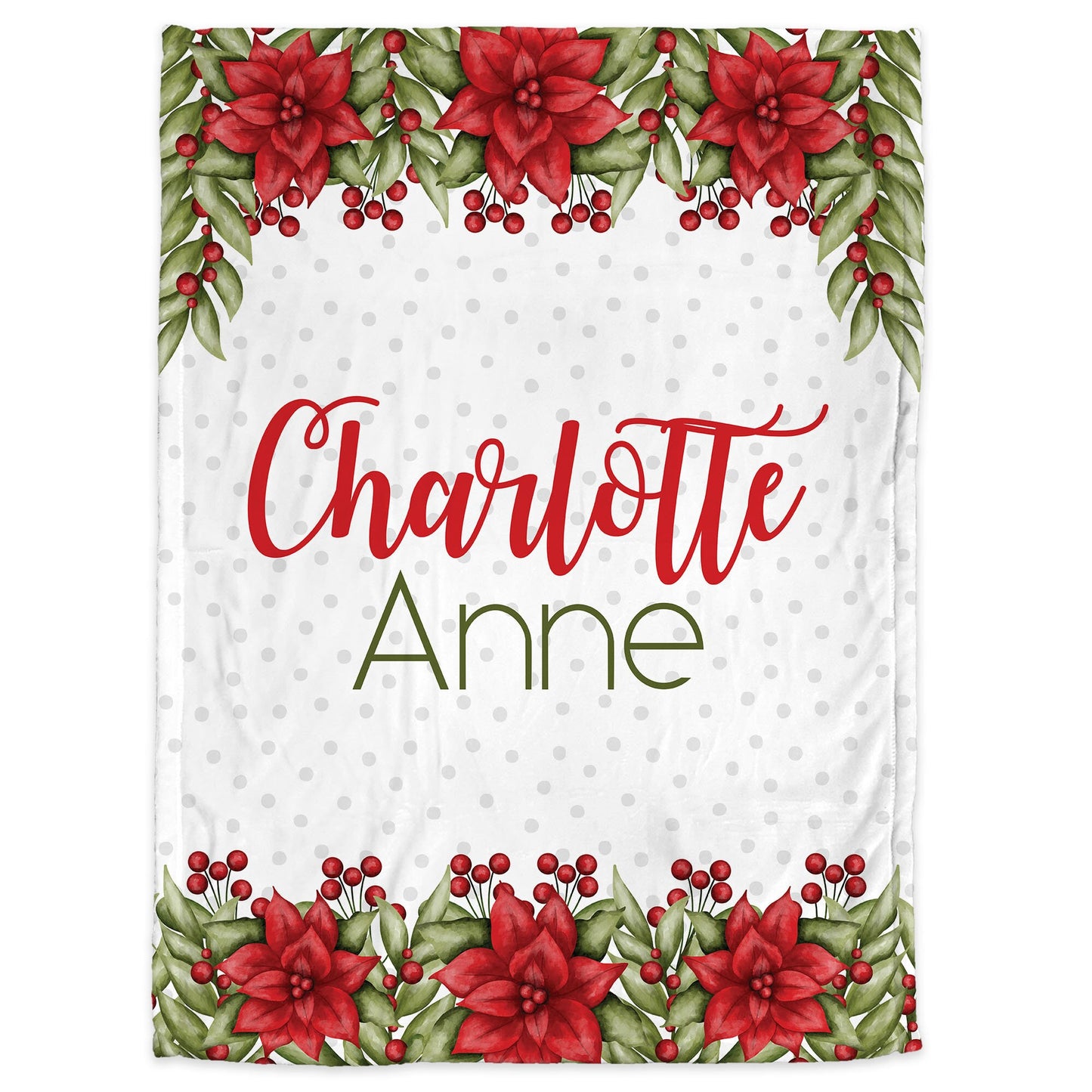 Personalized Christmas Flowers Baby Name Blanket Girl