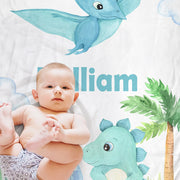 Dinosaur baby blanket, personalized baby gift, baby boy dino gift, watercolor dinosaur nursery or toddler blanket