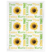 Sunflowers baby blanket, sunflower girl personalized name swaddle blanket, newborn floral baby gift, sunflower gift (CHOOSE COLORS)