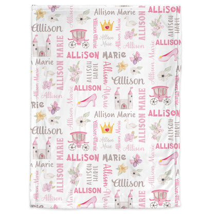 Personalized Princess Baby Name Blanket Girl